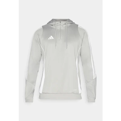 Immagine di adidas Tiro 24 Felpa con cappuccio, da calcio, allenamento, colore grigio e bianco, 2XL