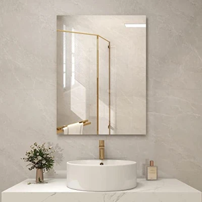 Immagine di specchio per riscaldamento a infrarossi, 450 Watt, specchio, 80 x 60 cm, da bagno, elettrico, piastra riscaldante parete, pannello di