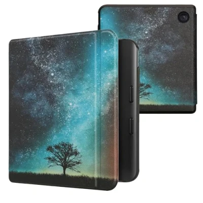 Immagine di kwmobile Custodia eReader Compatibile con Kobo Libra Colour Cover eBook Reader Flip Case blu/grigio/nero Natura e spazio