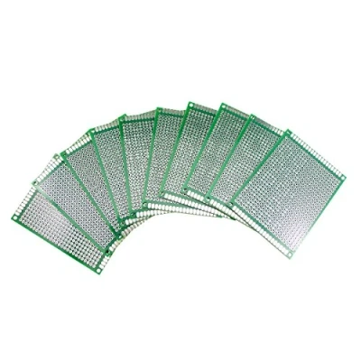 Immagine di Aihasd 10 pezzi Scheda PCB a doppio lato kit prototipo di breadboard 6x8 cm circuito stampato griglia fori del Compatibile con i Arduino per la saldatura fai da te