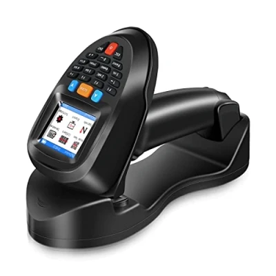 Immagine di JRHC Lettore di codici a barre portatile 1D PDF scanner inventario dati con schermo LCD da 2,2 pollici e stazione ricarica