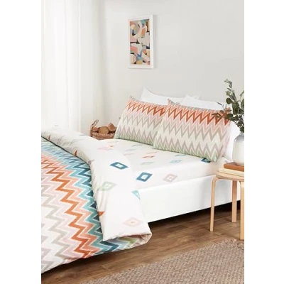 Immagine di Rapport Home Bali Set di biancheria da letto in microfibra per singolo, reversibile, lenzuolo con angoli e federe abbinate