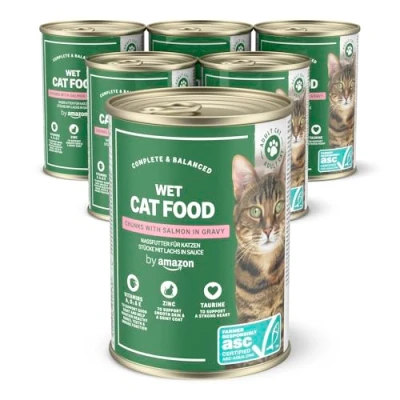 Immagine di by Amazon Cibo umido per gatti lattina ASC pezzi di salmone in salsa 6