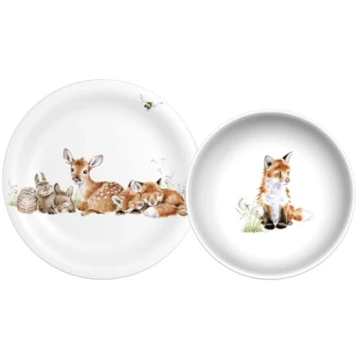 Immagine di Wrendale Designs Little Wren Set di piatti e ciotole in melamina per bambini