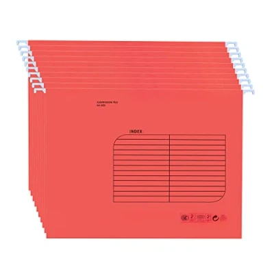 Immagine di File sospese A4 25 pezzi Cartelle Schede regolabili portadocumenti per lavoro d&#039;ufficio scolastico Armadietti (rosse)