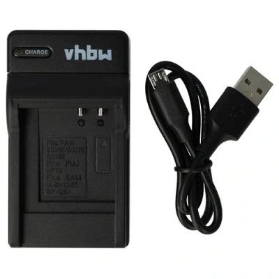 Immagine di vhbw Caricabatterie Micro USB compatibile con camera Panasonic Lumix DMC FS20, FS3, FS5, FX01, FX07, FX10, FX100, FX12