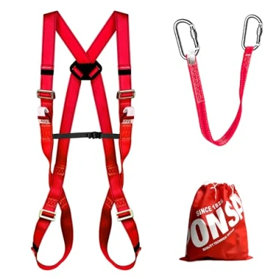 Immagine di PONSA Kit di protezione anticaduta: IMBRACATURA sicurezza ANTICADUTA con 2 punti ancoraggio EN361 + nastro EN354+ moschettoni EN362. 031053001001