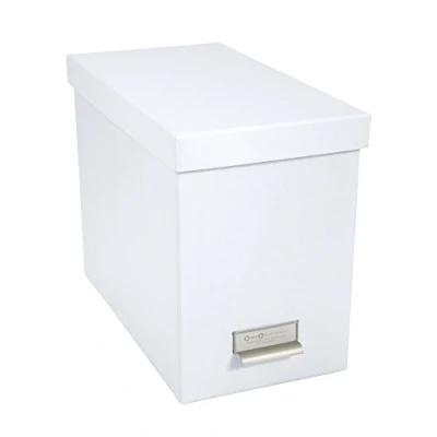 Immagine di Bigso Box of Sweden Contenitore per documenti con coperchio Raccoglitori da scrivania 8 tasche in fibra di legno e carta bianco