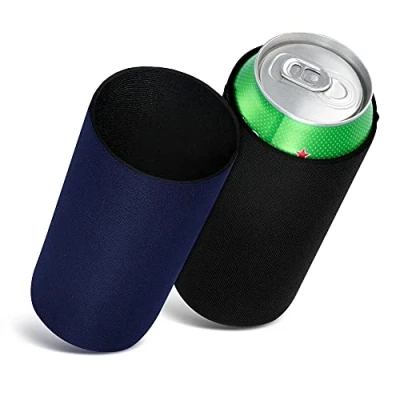 Immagine di kwmobile 2X Cooler Sleeve Raffredda Lattina 7 x 14 cm Raffreddalattina in Neoprene Isolante Nero/Blu Scuro Cooling Bag Fredda Lattine Birra Cola