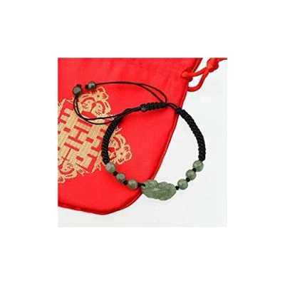 Immagine di lachineuse Bracciale PIXIU in Giada Simbolo Feng Shui di ricchezza e Protezione Pochette Raso Omaggio