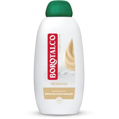Immagine di Borotalco Bagnodoccia Idratante Vaniglia e Avena, Bagnoschiuma Corpo, Formula Avvolgente, Effetto sulla Pelle, Dermatologicamente Testato, Flacone da 600 ml