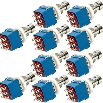 Immagine di Mintice 10 X 3PDT 9 pin interruttore a pedale effetto chitarra stomp vero bypass blu in metallo