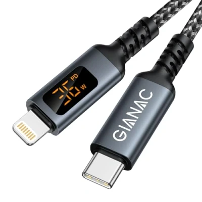 Immagine di GIANAC Cavo USB C Lightning con Display LED [2M] iPhone Tipo Nylon Carica Rapida Compatibile 14/13/12/11/X/XS/XS Max/XR/8/8 Plus/7/7 Plus/6s