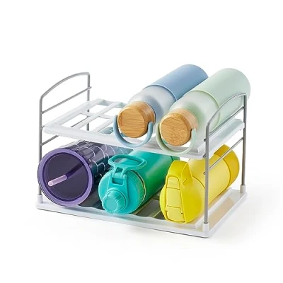 Immagine di YouCopia UpSpace, Organizer per Bottiglie d&#039;Acqua e Tazze da Viaggio, scaffale Regolabile organizzare la Cucina, Lega di Acciaio plastica, Bianco