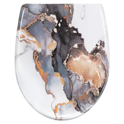 Immagine di WOLTU Tavoletta WC Ammortizzata, Copriwater Ovale, Asse con Cerniere Regolabili, Sedile Paracolpi, Montaggio dall’Alto e dal Basso, in Duroplast, WS2974