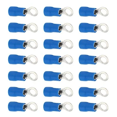 Immagine di Mintice 100 Pezzi Blu Anello di Rame Connettore Terminale Isolato 14 16 Ga AWG Filo Crimpare Kit Cavo Connettori Elettrico Capocorda Presto M4