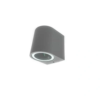 Immagine di Partenopea® Applique Lampada da parete a muro per lampadine LED gu10 potenza max supportata 10w interno esterno IP54 moderno faretto monoemissione (Curvato, Grigio esclusa)