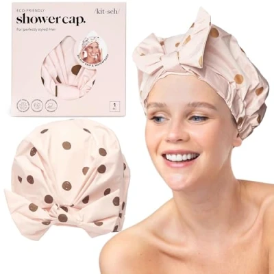 Immagine di kitsch Cuffia da doccia di lusso, per donne, colore: Blush Dot