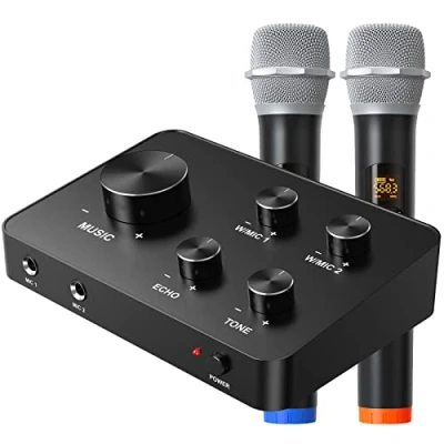 Immagine di Rybozen Mini lettore karaoke portatile wireless microfono altoparlante Bluetooth Home KTV compatibile con iPhone Android Smartphone PC e altri lettori audio