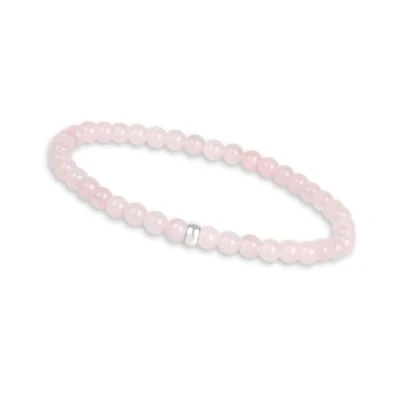 Immagine di GD GOOD.designs Bracciale in quarzo rosa per donna con pietre naturali autentiche e perla argento 925 di preziose I perle pietra naturale da 4 mm