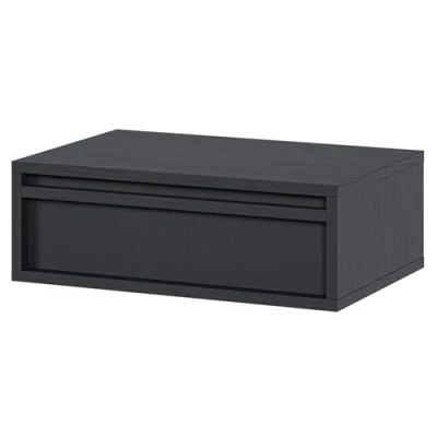 Immagine di Selsey Comodino Per Camera Da Letto Con Cassetto Notte Sospeso Stile Moderno 50 cm Nero Evo