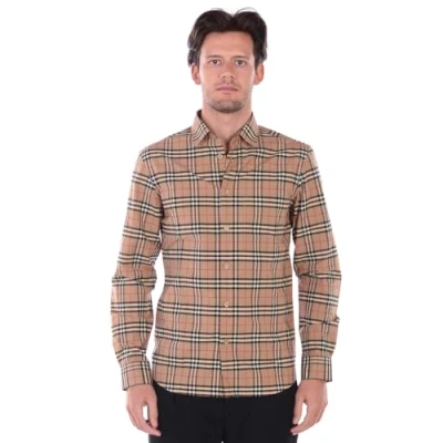 Immagine di BURBERRY Camicia Manica a Lunga in Cotone Uomo Simpson 80209661 Check Beige (XL)