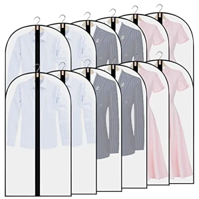 Immagine di 12Pezzi Custodia Porta Abiti, 60x100cm Copriabiti Antipolvere Trasparenti, PEVA Lavabile Buste per Copertura Vestiti con Cerniera, Custodie Copri Abiti Smoking, Giacca, Camicie