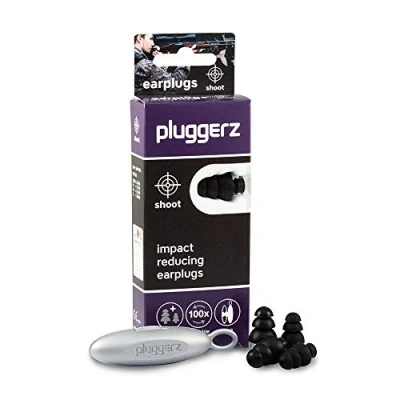 Immagine di Pluggerz Earplugs Shoot 2 paia (S/M M/L) Riutilizzabili Morbidi e comodi Filtrati 26 dB Sport di tiro Caccia Fuochi d&#039;artificio Previene dolore/danni all&#039;orecchio