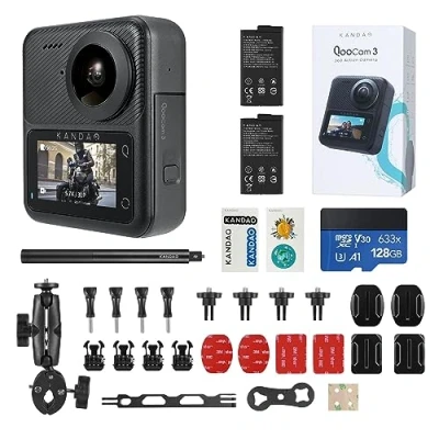 Immagine di KanDao QooCam 3 Action Camera, Moto Combo, 5.7K 62MP Foto 60fps Flawless 360 Video Dual 1/1.55 &quot;Sensori meglio per la registrazione Vlog Super stabilizzazione impermeabile
