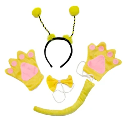 Immagine di Petitebelle Fascia con papillon e coda di guanti, 4 pezzi, costume per bambini da 1 a 5 anni (ape gialla, taglia unica)
