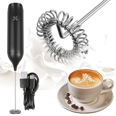 Immagine di Weinsamkeit Montalatte Elettrico Cappuccino, USB Ricaricabile Frullino Manuale Portatile per Caffè Latte Cappuccino Cioccolata Calda