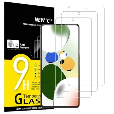 Immagine di NEW&#039;C 3 Pezzi, Vetro Temperato per Xiaomi Poco X5 Pro 5G (6,67 Pollici), Pellicola Prottetiva Anti Graffio, Impronte, Senza Bolle, Durezza 9H, 0,33mm Ultra Trasparente, Resistente