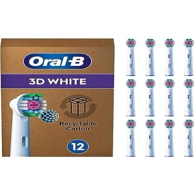 Immagine di Oral B Testina professionale 3D per spazzolino elettrico, con setole a forma di X e tazza lucidatura unica sbiancamento dei denti rimuovere macchie superficiali, confezione da 12 pezzi,
