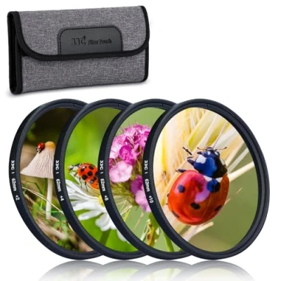 Immagine di JJC Kit di filtri macro da 62 mm (+2,+4,+8,+10) 4 pezzi/set con custodia per filtro Canon Nikon Sony Pentax Olympus Fuji DSLR Camera