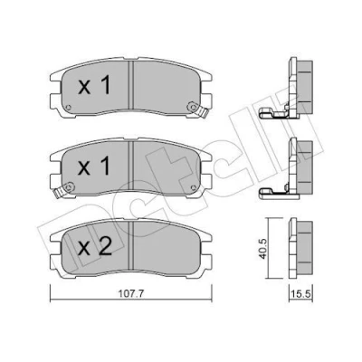 Immagine di METELLI 22 0398 0 Kit pastiglie freno con segnalatore acustico usura MITSUBISHI: Pajero Pinin, Space Runner I