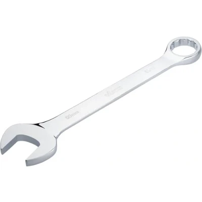 Immagine di Vigor Chiave combinata ad anello V7740 50, SW 50 mm, modello lungo, gomito a 15, profilo esagonale esterno e doppio esagono, cromata lucida