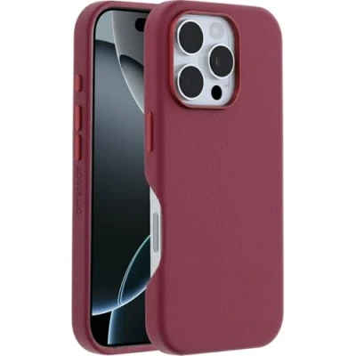 Immagine di OtterBox Symmetry Series Cactus Leather MagSafe custodia per iPhone 16 Pro, protettiva sottile antiurto, a prova di caduta, testata 3x vs norme MIL STD 810G, Rosso