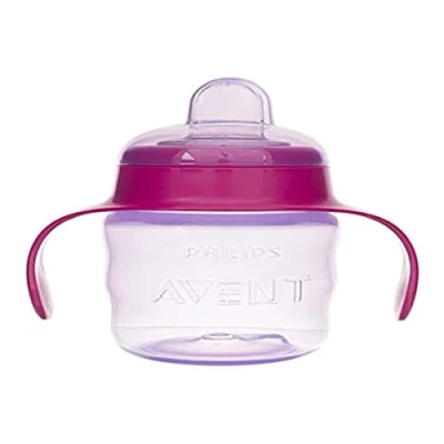 Immagine di PHILIPS AVENT 200 ML 6 M + bicchiere per imparare a bere con becco, bottiglia bere, 1 pezzo (confezione da 1), rosa