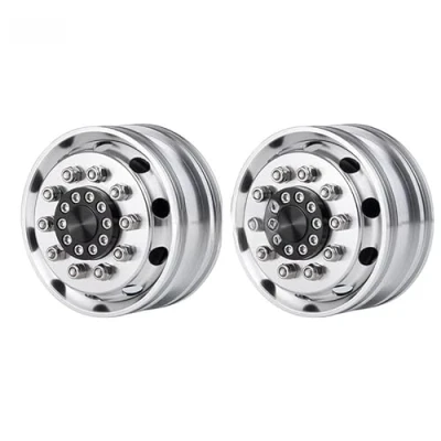 Immagine di Mozzi Ruota Anteriore in Alluminio Cerchi 2 pz per Tamiya 1/14 Camion Trattore Arrampicata Rimorchio