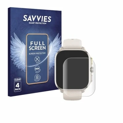 Immagine di savvies (4 Pezzi Full Screen Pellicola Protettiva per Huami Amazfit Cheetah (Square) Cover Copertura [Completa Trasparente, 3D Curved]