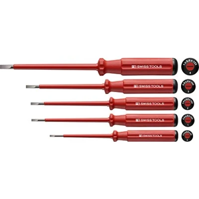 Immagine di PB Swiss Tools VDE Set di cacciaviti elettrici 5538, 5 pezzi (0/1/2/3/4), isolati fino a 1.000 Volt, 100% Made, colore: Rosso