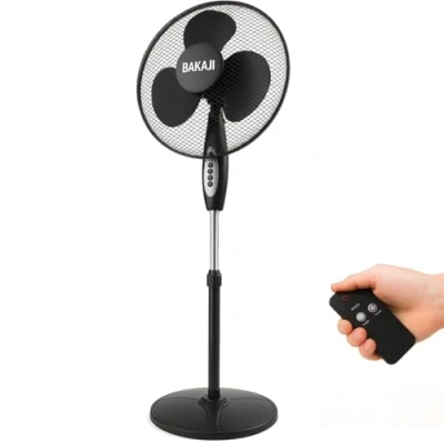 Immagine di Bakaji Ventilatore a Colonna Piantana Potenza 45W Diametro Pale 40cm 3 Velocità Selezionabili Altezza regolabile Oscillazione Orizzontale e Telecomando per Controllo Distanza (Nero)