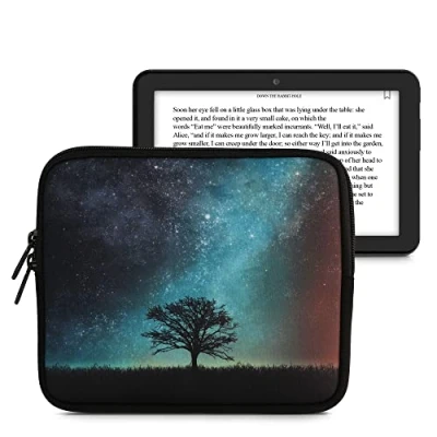 Immagine di kwmobile Custodia Universale per eReader Copertina in Neoprene blu/grigio/nero con Chiusura a Zip Misura Astuccio portatablet