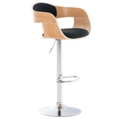 Immagine di CLP Sgabello Alto Rétro Kingston Con Braccioli I Bar Girevole In Stoffa E Legno Regolabile 63 77 CM, Colore:natura/nero