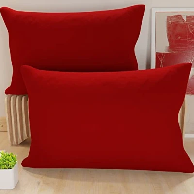 Immagine di PETTI Artigiani Italiani Coppia di Federe Cuscino 80x40 cm in Microfibra, Cuscini Arredo Camera da Letto, Divano, Set 2 Fodere Copricuscino, Federa Tinta Unita Bordeaux, 100% Made Italy