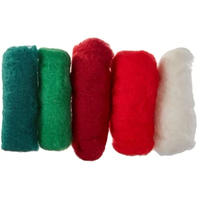Immagine di Rayher 5364600 pura lana vergine, tessuto non tessuto, 5 colori a 20 G, inverno mix Christmas Greetings