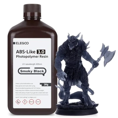 Immagine di ELEGOO Resina ABS Like 3.0, LCD UV Rapida Alta Precisione, Non Brittle, Migliorata Forza e Durezza per LCD/DLP Stampante 3D Fotopolimerica,Nero Fumo 2000G