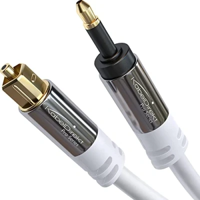 Immagine di KabelDirekt cavo ottico audio digitale Mini TOSLINK con protezione del segnale 3 m (Mini a TOSLINK, S/PDIF/ per soundbar, sistemi stereo/amplificatori, Hi Fi, bianco)