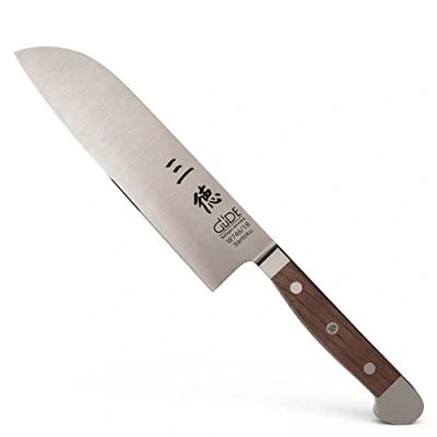 Immagine di GÜDE Solingen Coltello Santoku forgiato, 18 cm, legno di noce, ALPHA WALNUT doppio collarino, fatto a mano in Germania