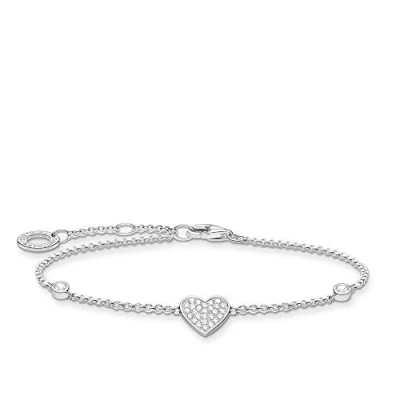 Immagine di Thomas Sabo Bracciale in Argento Sterling 925, con Cuore e Pietre, Lunghezza 16 19 cm